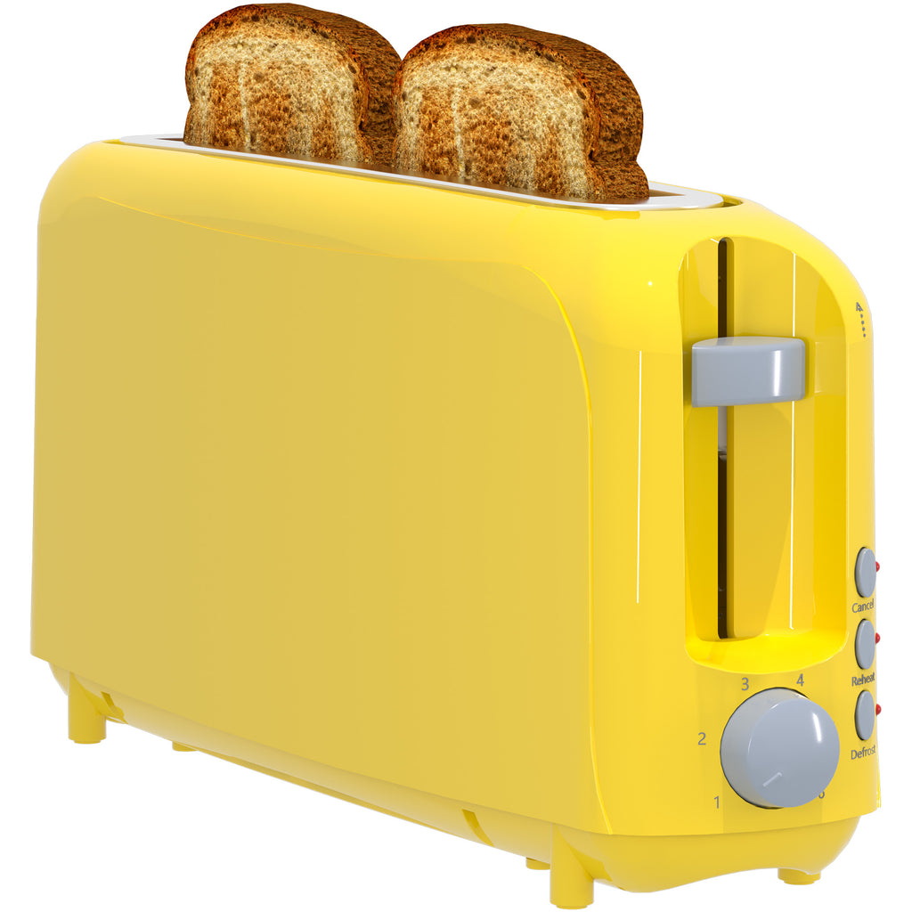 2-Slice Toaster with 10" Extra Long Slot, 6 Browning Levels, Removable Crumb Tray, Defrost, Reheat & Cancel Functions, Auto Shut-Off Safety,Yellow