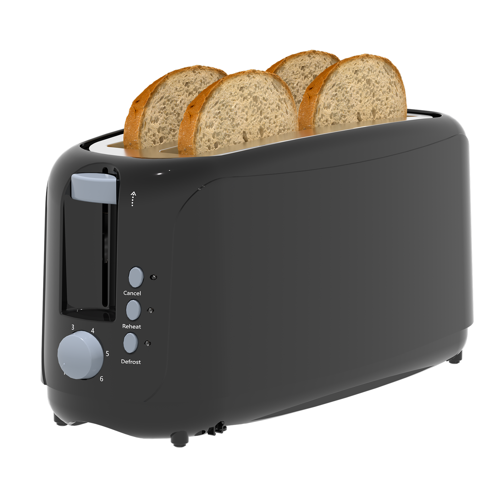 4 Slice Extra Long Slot Toaster with 6 Browning Levels & Defrost/Reheat Functions,Red