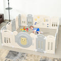 Adjustable Game Panel Foldable Baby Play Yard with Secure Lock Door,18-Panel Safety Kids Play Fence for Indoor&Outdoor Activity Center,Gray White