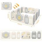Adjustable Game Panel Foldable Baby Play Yard with Secure Lock Door,18-Panel Safety Kids Play Fence for Indoor&Outdoor Activity Center,Gray White
