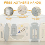 Adjustable Game Panel Foldable Baby Play Yard with Secure Lock Door,18-Panel Safety Kids Play Fence for Indoor&Outdoor Activity Center,Gray White