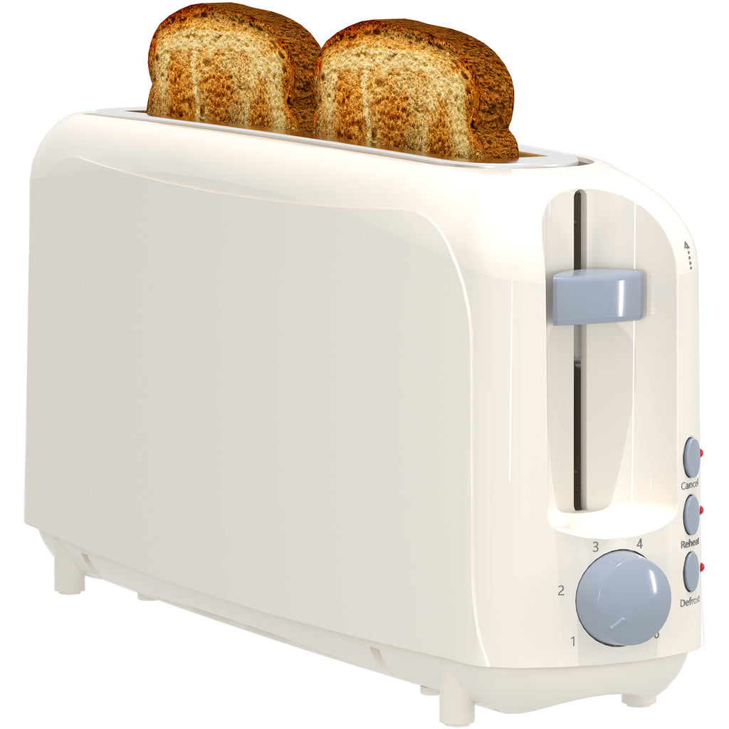 2-Slice Toaster with 10" Extra Long Slot, 6 Browning Levels, Removable Crumb Tray, Defrost, Reheat & Cancel Functions, Auto Shut-Off Safety,White