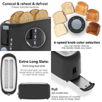 4 Slice Extra Long Slot Toaster with 6 Browning Levels & Defrost/Reheat Functions,Black
