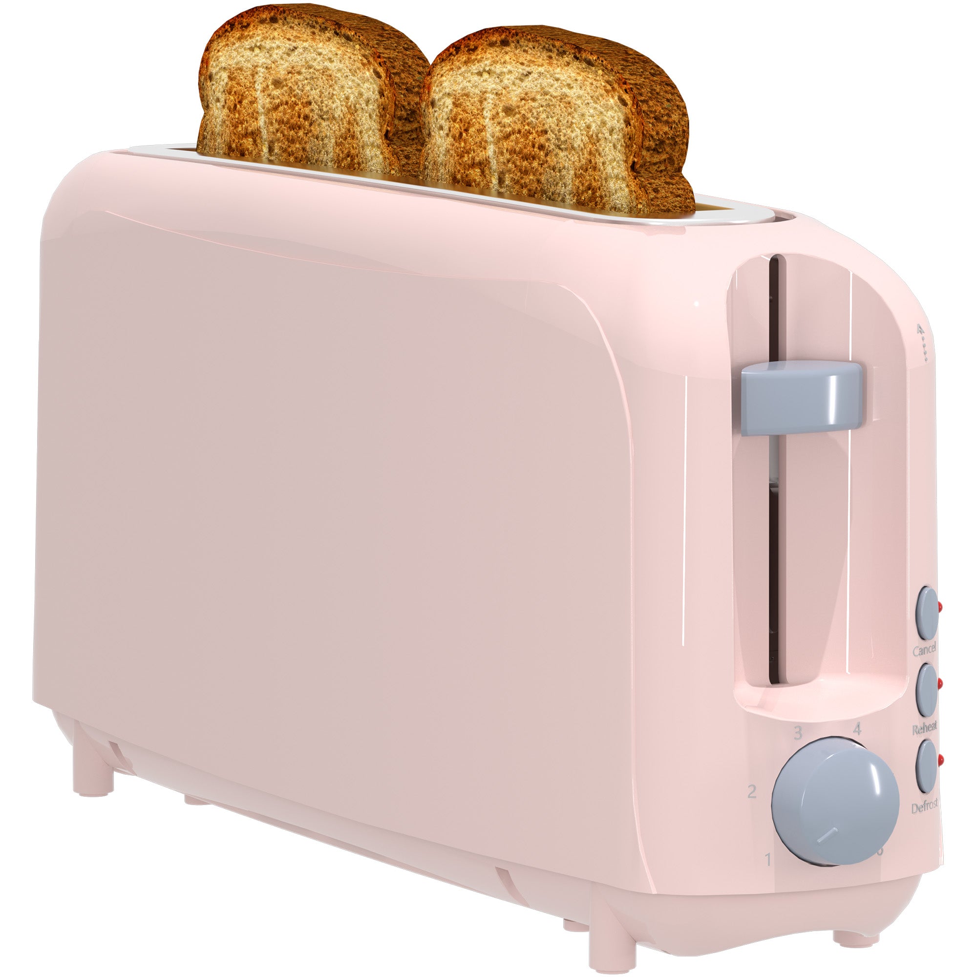 2-Slice Toaster with 10" Extra Long Slot, 6 Browning Levels, Removable Crumb Tray, Defrost, Reheat & Cancel Functions, Auto Shut-Off Safety,Pink