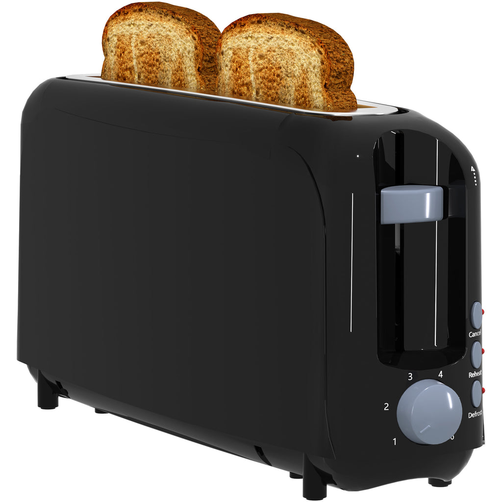 2-Slice Toaster with 10" Extra Long Slot, 6 Browning Levels, Removable Crumb Tray, Defrost, Reheat & Cancel Functions, Auto Shut-Off Safety,Black
