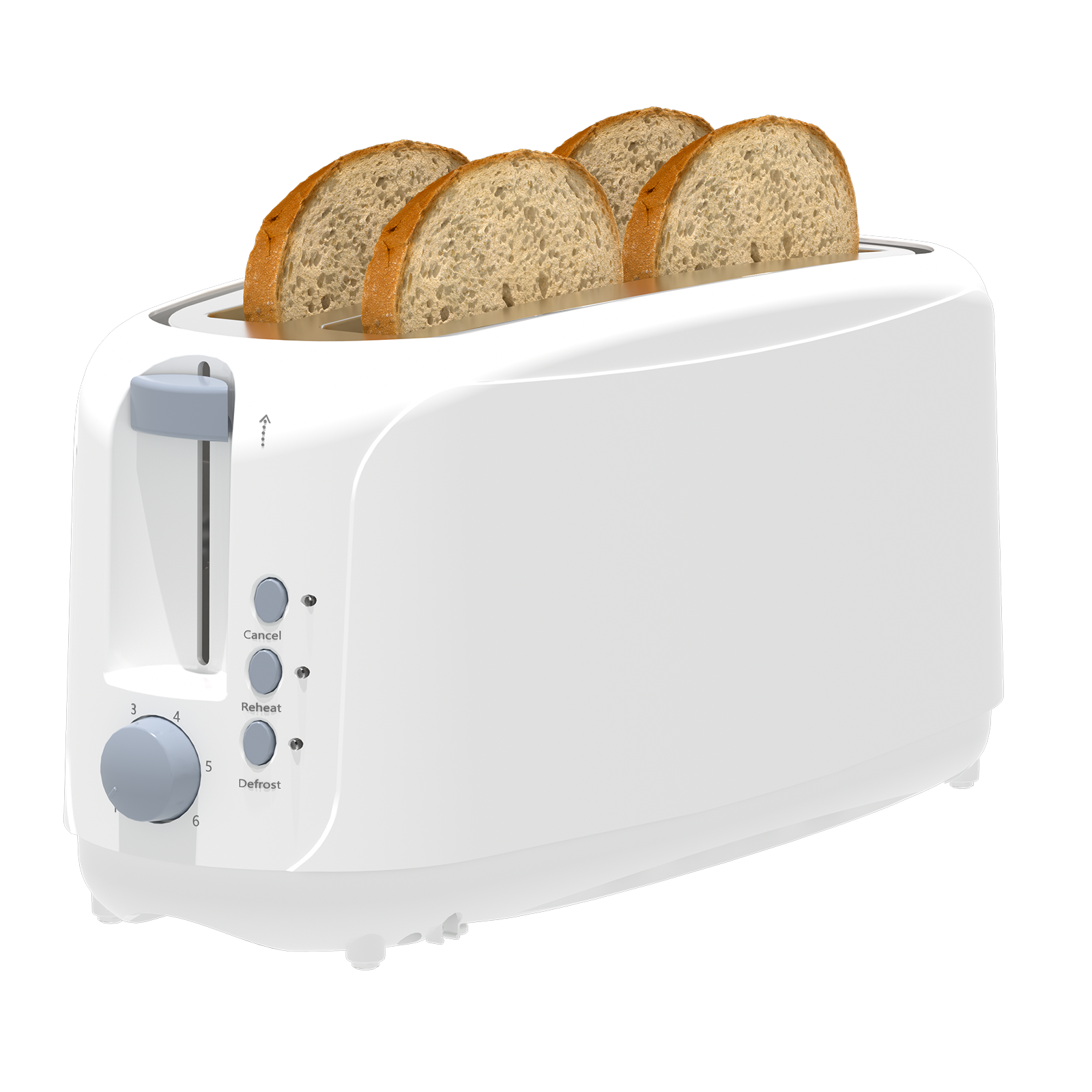 4 Slice Extra Long Slot Toaster with 6 Browning Levels & Defrost/Reheat Functions,Red