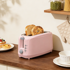 4 Slice Extra Long Slot Toaster with 6 Browning Levels & Defrost/Reheat Functions,Pink