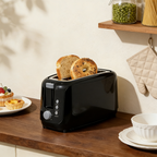 4 Slice Extra Long Slot Toaster with 6 Browning Levels & Defrost/Reheat Functions,Black