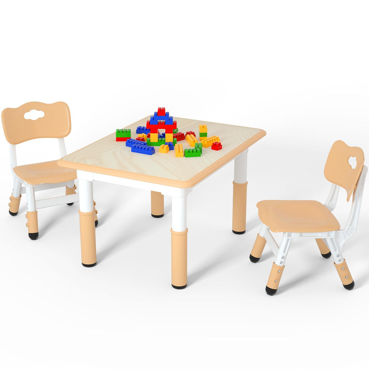 Height Adjustable Kids Table with 4 Chairs, Durable HDPE Play Set for Children Ages 2–12, Blue