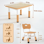 Height Adjustable Kids Table with 2 Chairs, Durable HDPE Play Set for Children Ages 2–12, Brown