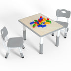 Height Adjustable Kids Table with 2 Chairs, Durable HDPE Play Set for Children Ages 2–12, Gray