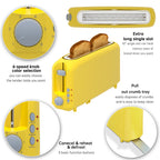2-Slice Toaster with 10" Extra Long Slot, 6 Browning Levels, Removable Crumb Tray, Defrost, Reheat & Cancel Functions, Auto Shut-Off Safety,Yellow