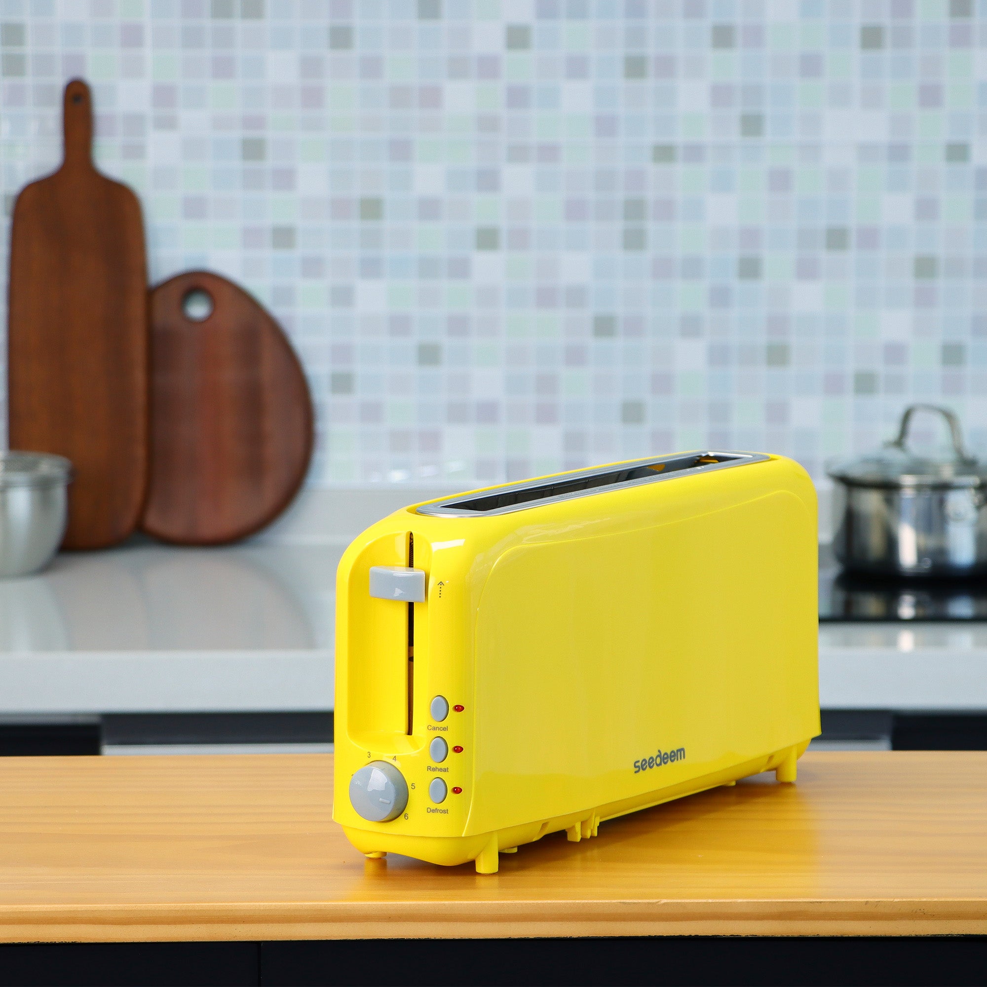 2-Slice Toaster with 10" Extra Long Slot, 6 Browning Levels, Removable Crumb Tray, Defrost, Reheat & Cancel Functions, Auto Shut-Off Safety,Yellow