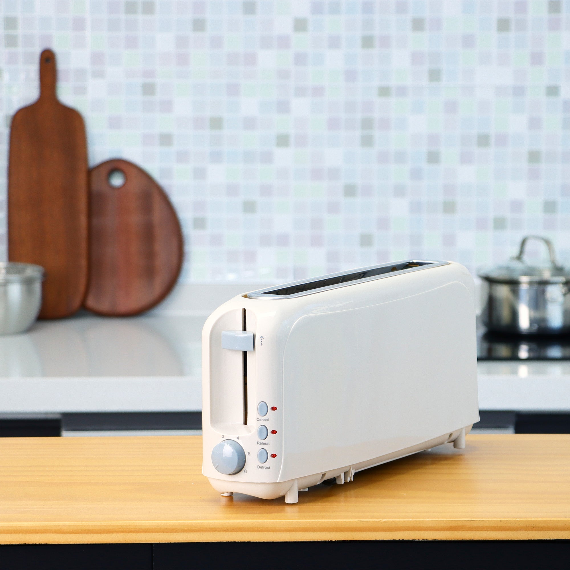 2-Slice Toaster with 10" Extra Long Slot, 6 Browning Levels, Removable Crumb Tray, Defrost, Reheat & Cancel Functions, Auto Shut-Off Safety,White