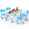 Height Adjustable Kids Table with 4 Chairs, Durable HDPE Play Set for Children Ages 2–12, Blue