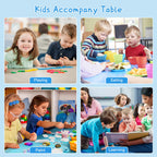 Height Adjustable Kids Table with 4 Chairs, Durable HDPE Play Set for Children Ages 2–12, Blue