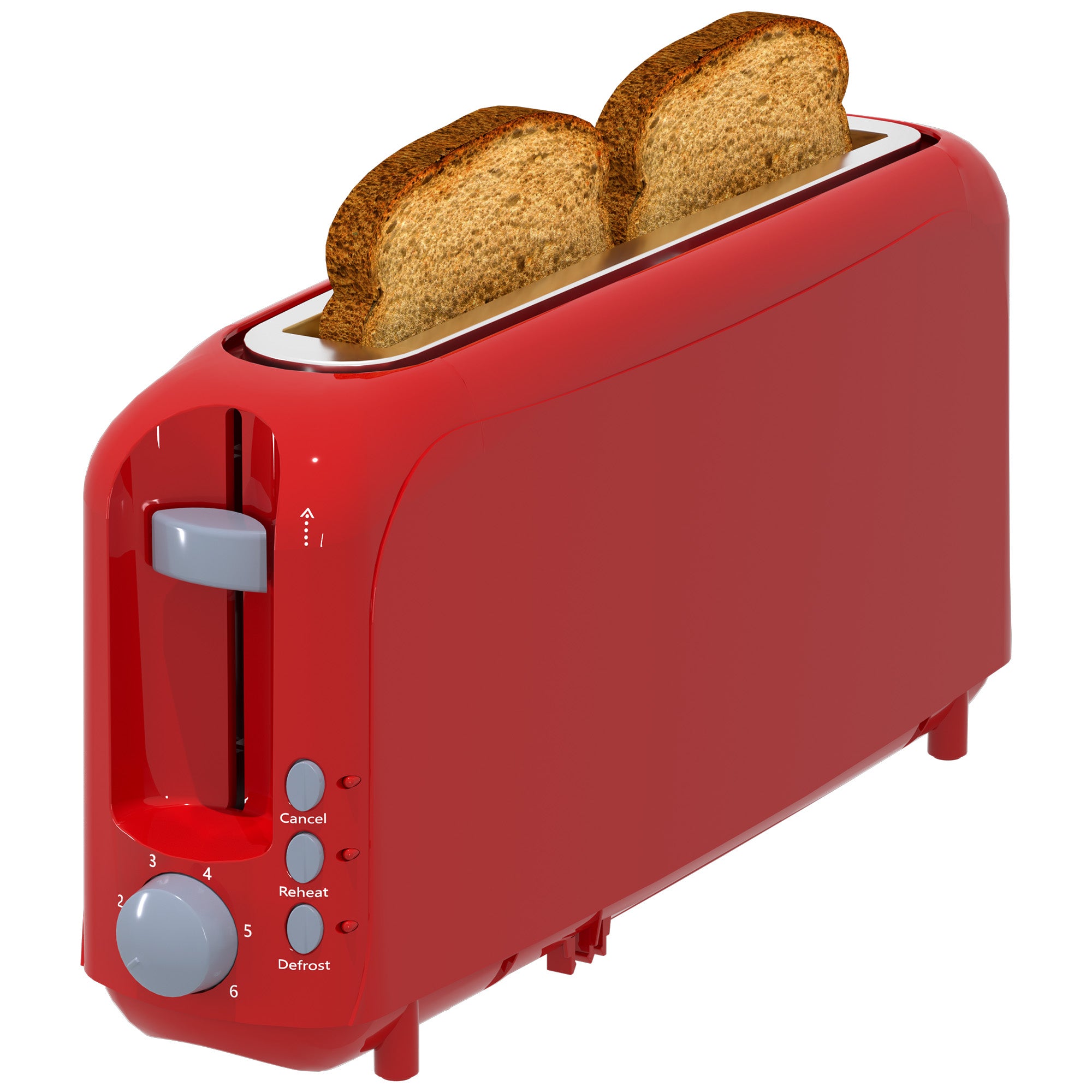 2-Slice Toaster with 10" Extra Long Slot, 6 Browning Levels, Removable Crumb Tray, Defrost, Reheat & Cancel Functions, Auto Shut-Off Safety,Red