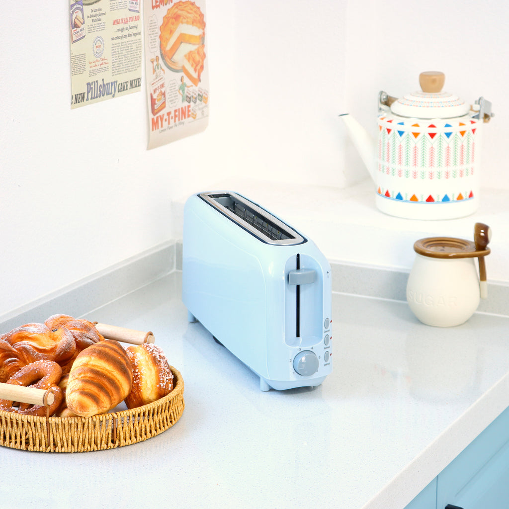 2-Slice Toaster with 10" Extra Long Slot, 6 Browning Levels, Removable Crumb Tray, Defrost, Reheat & Cancel Functions, Auto Shut-Off Safety,Blue