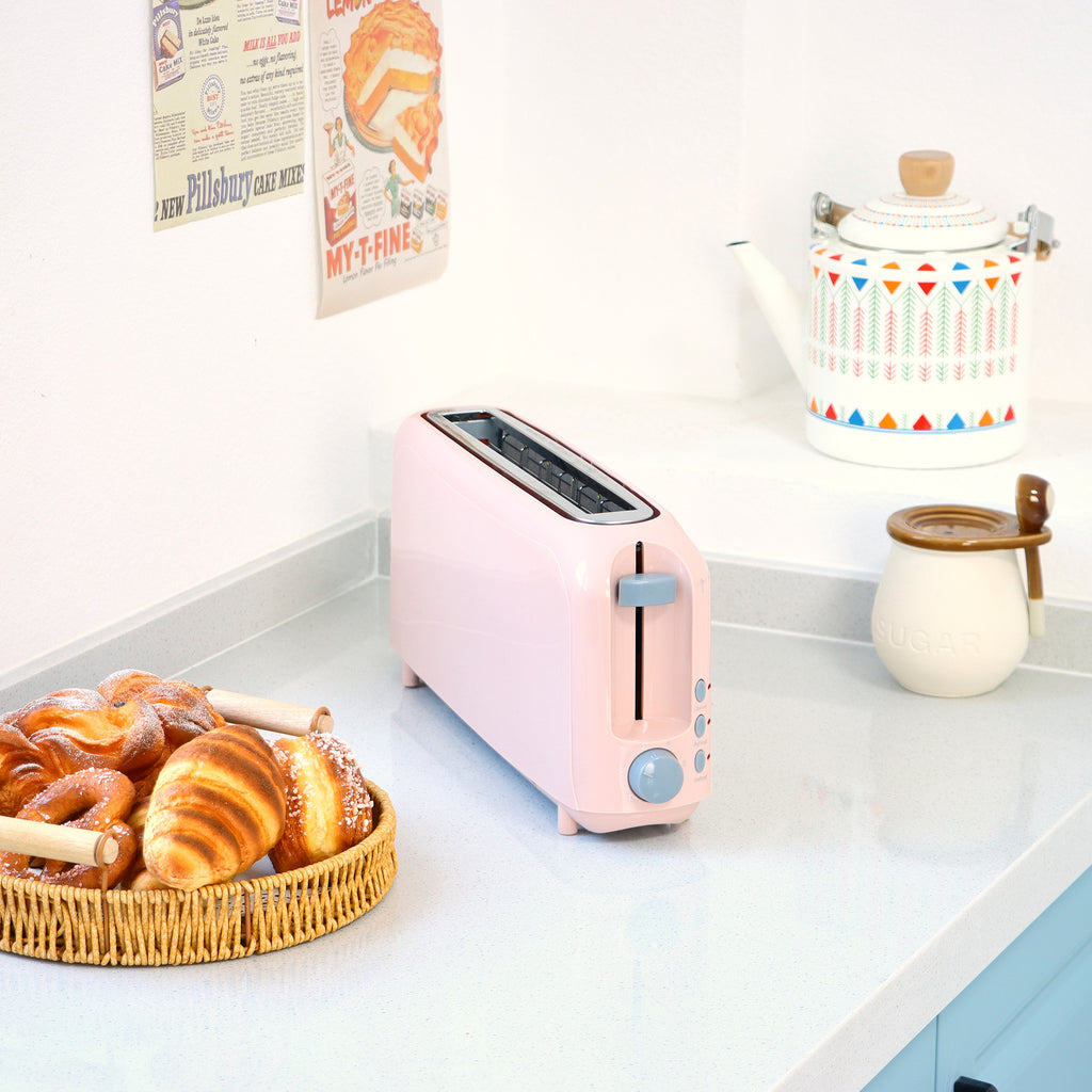 2-Slice Toaster with 10" Extra Long Slot, 6 Browning Levels, Removable Crumb Tray, Defrost, Reheat & Cancel Functions, Auto Shut-Off Safety,Pink