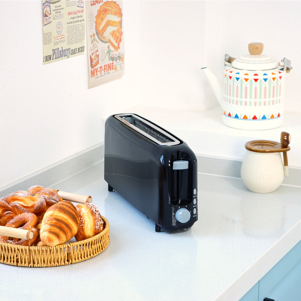 2-Slice Toaster with 10" Extra Long Slot, 6 Browning Levels, Removable Crumb Tray, Defrost, Reheat & Cancel Functions, Auto Shut-Off Safety,Black