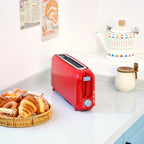 2-Slice Toaster with 10" Extra Long Slot, 6 Browning Levels, Removable Crumb Tray, Defrost, Reheat & Cancel Functions, Auto Shut-Off Safety,Red