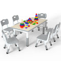 Height Adjustable Kids Table with 6 Chairs, Durable HDPE Play Set for Children Ages 2–12, Gray