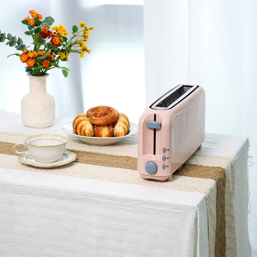 2-Slice Toaster with 10" Extra Long Slot, 6 Browning Levels, Removable Crumb Tray, Defrost, Reheat & Cancel Functions, Auto Shut-Off Safety,Pink