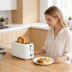 4 Slice Extra Long Slot Toaster with 6 Browning Levels & Defrost/Reheat Functions,White