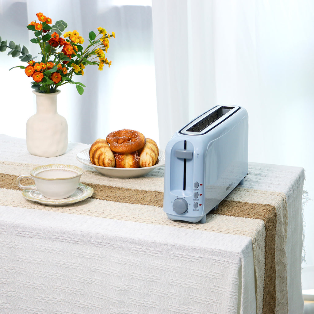 2-Slice Toaster with 10" Extra Long Slot, 6 Browning Levels, Removable Crumb Tray, Defrost, Reheat & Cancel Functions, Auto Shut-Off Safety,Blue