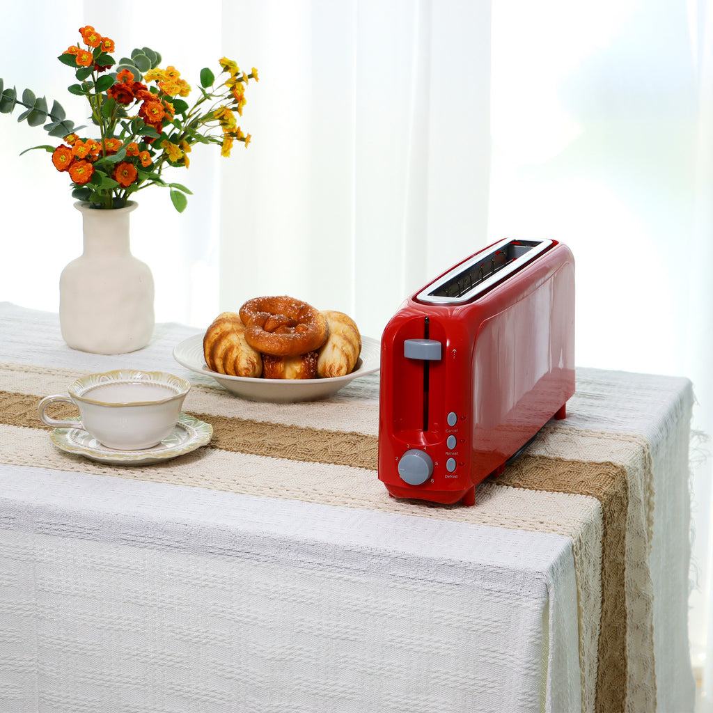 2-Slice Toaster with 10" Extra Long Slot, 6 Browning Levels, Removable Crumb Tray, Defrost, Reheat & Cancel Functions, Auto Shut-Off Safety,Red