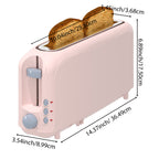 2-Slice Toaster with 10" Extra Long Slot, 6 Browning Levels, Removable Crumb Tray, Defrost, Reheat & Cancel Functions, Auto Shut-Off Safety,Pink
