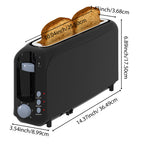 2-Slice Toaster with 10" Extra Long Slot, 6 Browning Levels, Removable Crumb Tray, Defrost, Reheat & Cancel Functions, Auto Shut-Off Safety,Black