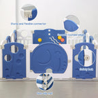 18-Panel Portable Plastic Playpen,Multi-scene Safety Fence for Kids,Blue