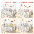 14-Panel Portable Plastic Playpen,Safety Fence for Kids & Toddlers,Grey