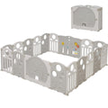 18-Panel Portable Plastic Playpen,Kids Activity Fence,Grey