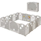 18-Panel Portable Plastic Playpen,Kids Activity Fence,Grey