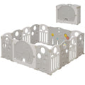 14-Panel Portable Plastic Playpen,Safety Fence for Kids & Toddlers,Grey
