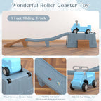 Kids Up and Down Roller Coaster Ride On Toy, Toddler Push Car with Assembly Race Track & Storage Base, Indoor Outdoor Play Equipment,Blue