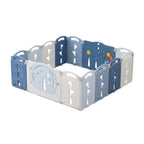 14-Panel Portable Plastic Playpen,Safe Activity Fence for Toddlers,Blue