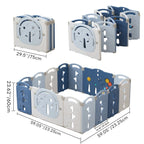14-Panel Portable Plastic Playpen,Safe Activity Fence for Toddlers,Blue