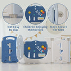 14-Panel Portable Plastic Playpen,Safe Activity Fence for Toddlers,Blue