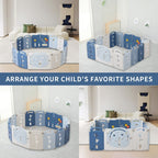 14-Panel Portable Plastic Playpen,Safe Activity Fence for Toddlers,Blue