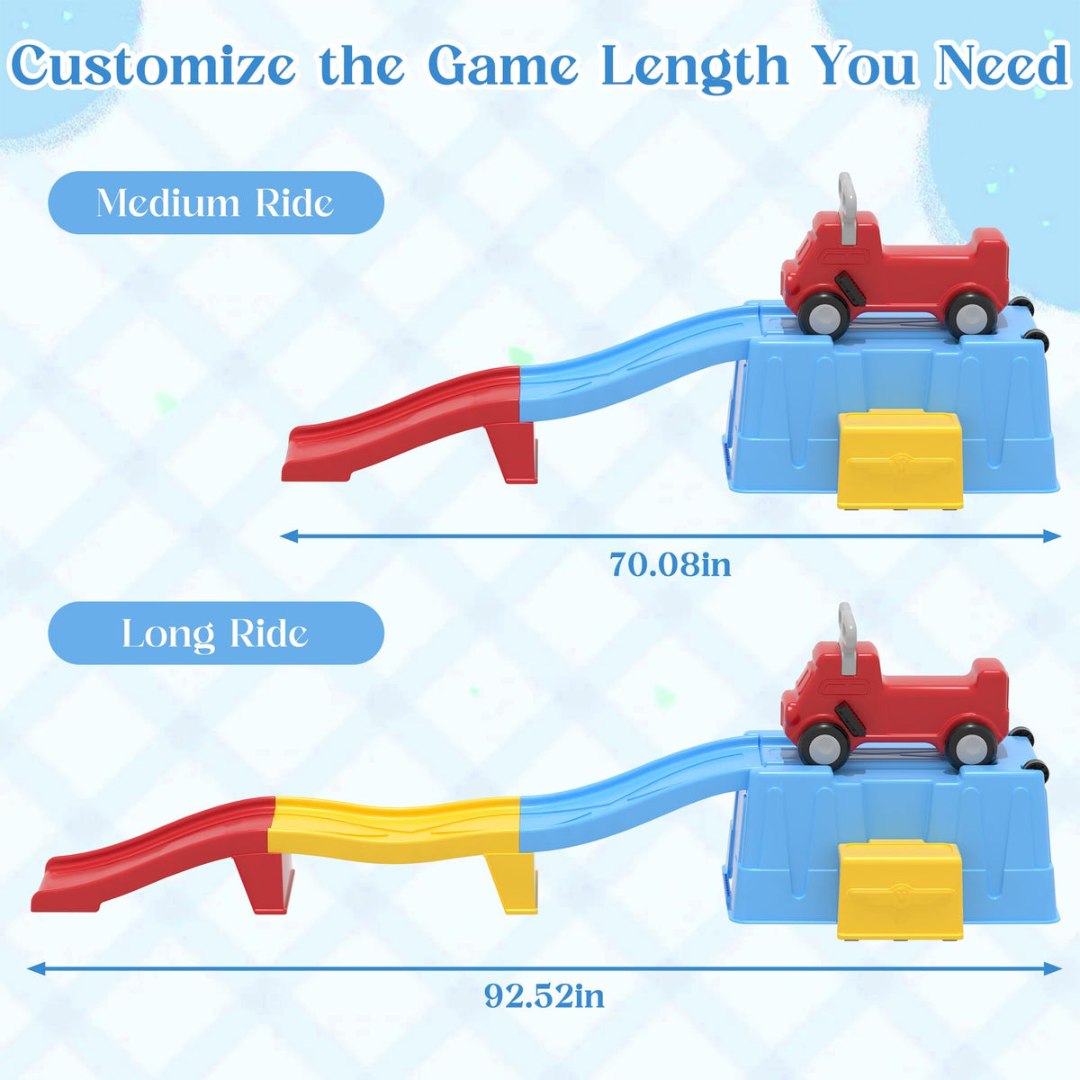 Kids Up and Down Roller Coaster Ride On Toy, Toddler Push Car with Assembly Race Track & Storage Base, Indoor Outdoor Play Equipment,Red