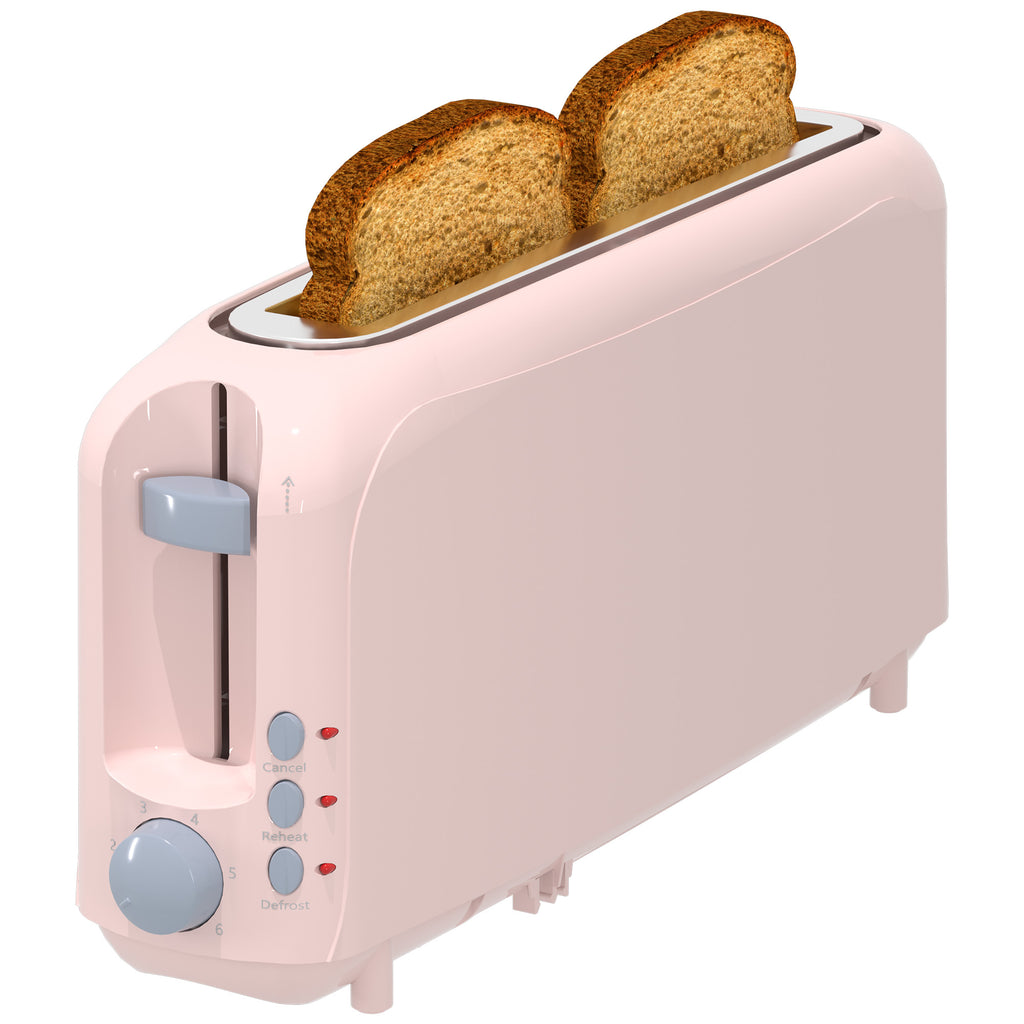 2-Slice Toaster with 10" Extra Long Slot, 6 Browning Levels, Removable Crumb Tray, Defrost, Reheat & Cancel Functions, Auto Shut-Off Safety,Pink
