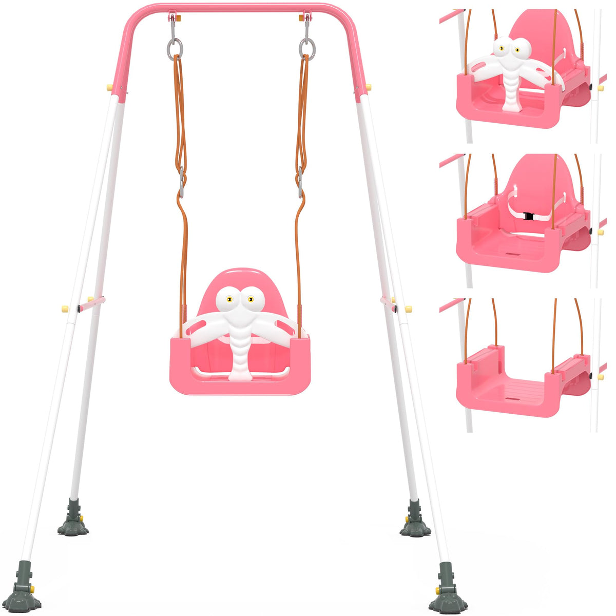 Kids Swing Set,3-in-1 Design with Safety Belt,Sturdy Metal Stand,Easy Quick Assembly,Indoor & Outdoor Suitable for Backyard,Playground and Nursery,Blue