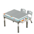 4-in-1 Toddler Activity Table with 2 Chairs, Double Sided Tabletop for Graffiti & Building Blocks, Kids Play Set with Four Side Storage Bins,Gray