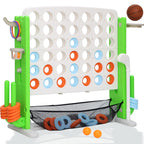 Jumbo 4-to-Score Connect Game with Height Adjustment, Multi-Game Set Including Golf, Basketball Hoop, Ring Toss & Mesh Bag,Green