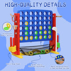 Jumbo 4-to-Score Connect Game with Height Adjustment, Multi-Game Set Including Golf, Basketball Hoop, Ring Toss & Mesh Bag,Blue