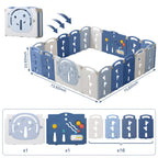 18-Panel Portable Plastic Playpen,Safe Activity Fence for Toddlers,Blue