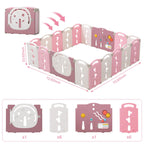 18-Panel Portable Plastic Playpen,Safe Activity Fence for Toddlers,Pink